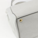 FENDI Hand Bag Leather 2way White Gold Auth 165027-15