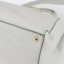 FENDI Hand Bag Leather 2way White Gold Auth 165027-16