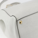 FENDI Hand Bag Leather 2way White Gold Auth 165027-17