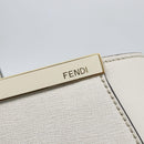 FENDI Hand Bag Leather 2way White Gold Auth 165027-19