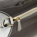 FENDI Hand Bag Leather 2way White Gold Auth 165027-20