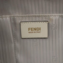 FENDI Hand Bag Leather 2way White Gold Auth 165027-21