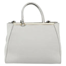 FENDI Hand Bag Leather 2way White Gold Auth 165027-13