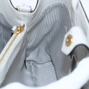 FENDI Hand Bag Leather 2way White Gold Auth 165027-23