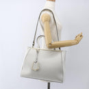 FENDI Hand Bag Leather 2way White Gold Auth 165027-27
