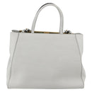 FENDI Hand Bag Leather 2way White Gold Auth 165027-2