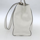FENDI Hand Bag Leather 2way White Gold Auth 165027-4