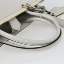 FENDI Hand Bag Leather 2way White Gold Auth 165027-7