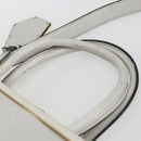 FENDI Hand Bag Leather 2way White Gold Auth 165027-8