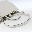 FENDI Hand Bag Leather 2way White Gold Auth 165027-9