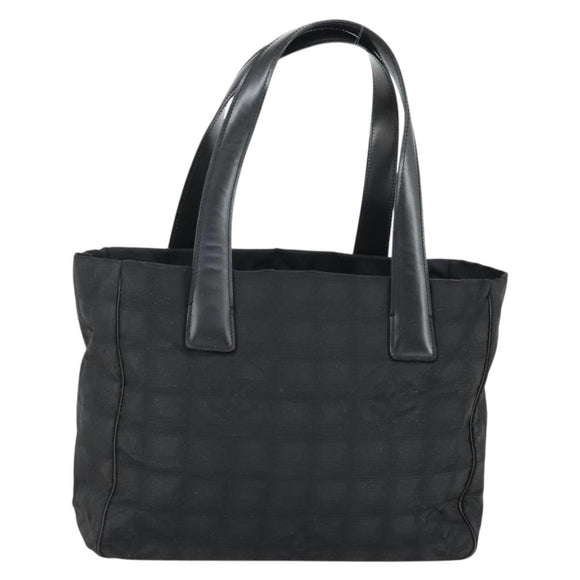 CHANEL New Travel Line Tote Bag Black Gold CC Auth 165029