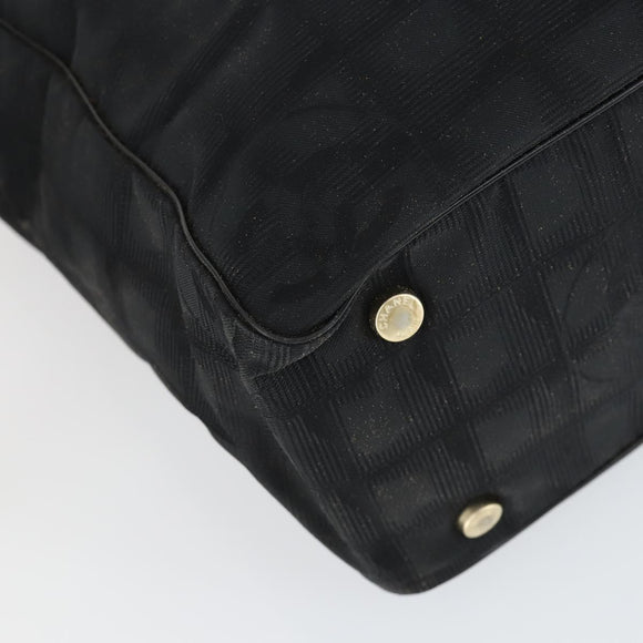 CHANEL New Travel Line Tote Bag Black Gold CC Auth 165029