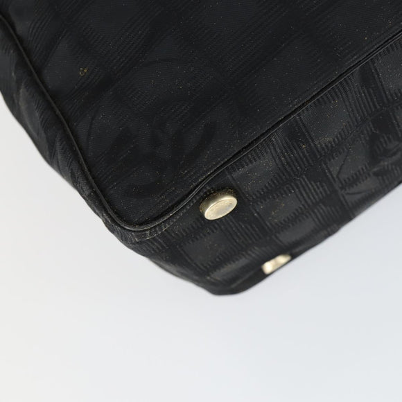 CHANEL New Travel Line Tote Bag Black Gold CC Auth 165029