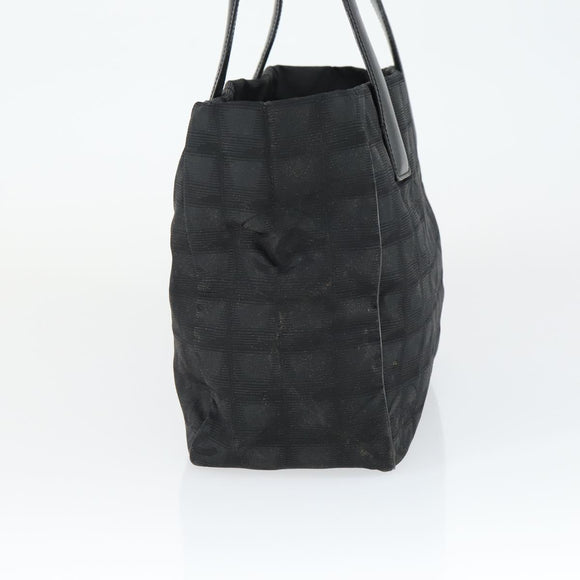 CHANEL New Travel Line Tote Bag Black Gold CC Auth 165029