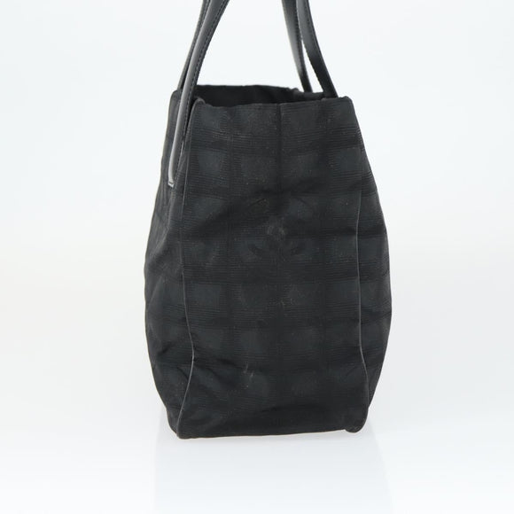 CHANEL New Travel Line Tote Bag Black Gold CC Auth 165029