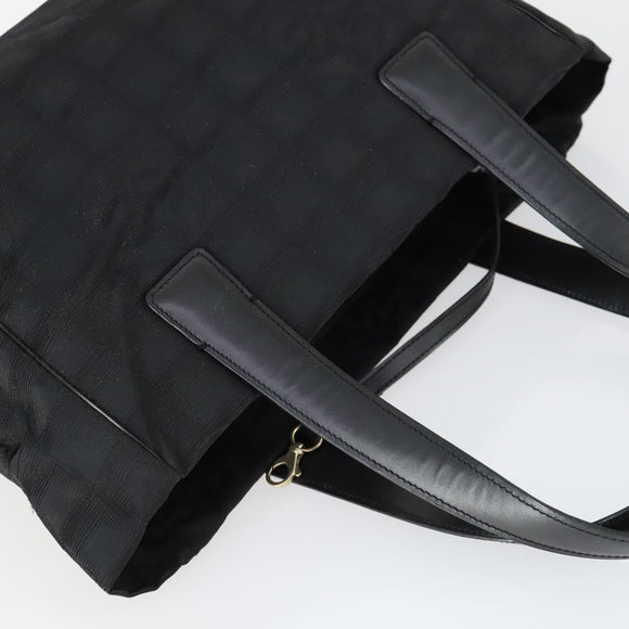CHANEL New Travel Line Tote Bag Black Gold CC Auth 165029