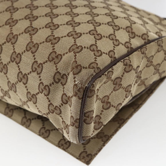 GUCCI GG Canvas Shoulder Bag Beige Silver 146236 Auth 165033