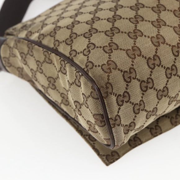 GUCCI GG Canvas Shoulder Bag Beige Silver 146236 Auth 165033