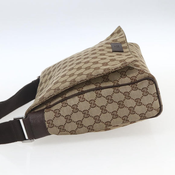 GUCCI GG Canvas Shoulder Bag Beige Silver 146236 Auth 165033