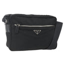 PRADA Shoulder Bag Nylon Black Silver Auth 165034-1