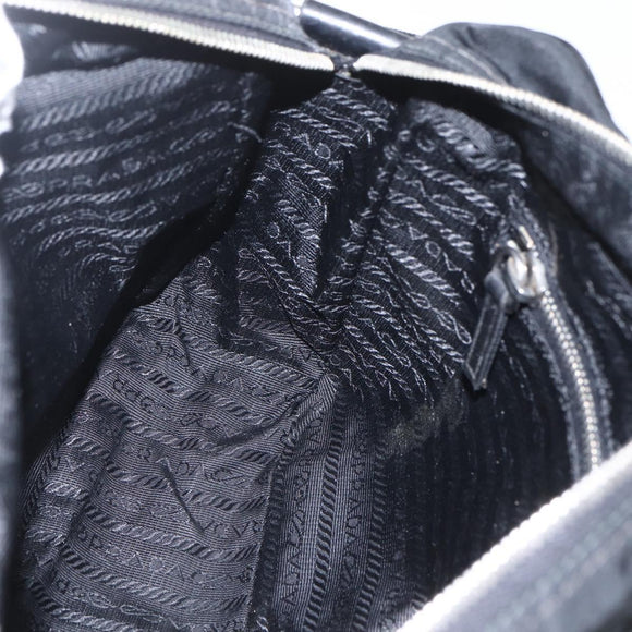 PRADA Shoulder Bag Nylon Black Silver Auth 165034
