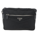 PRADA Shoulder Bag Nylon Black Silver Auth 165034-13