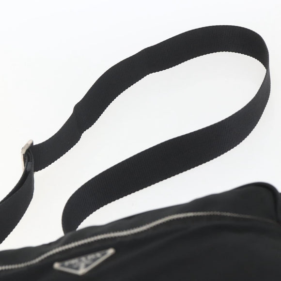 PRADA Shoulder Bag Nylon Black Silver Auth 165034