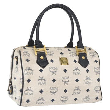 MCM Logogram Vicetos Hand Bag PVC White Gold Auth 165036