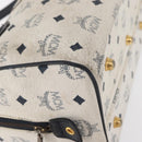 MCM Logogram Vicetos Hand Bag PVC White Gold Auth 165036-10