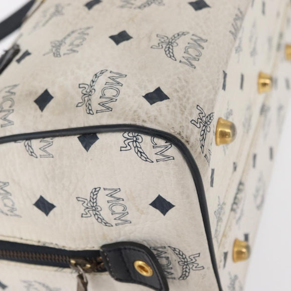 MCM Logogram Vicetos Hand Bag PVC White Gold Auth 165036