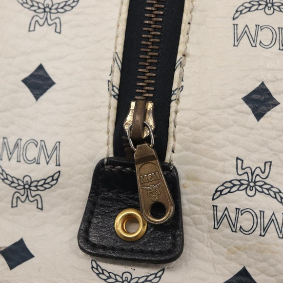 MCM Logogram Vicetos Hand Bag PVC White Gold Auth 165036