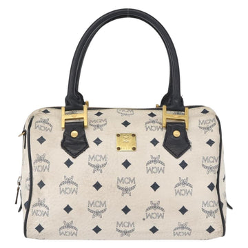MCM Logogram Vicetos Hand Bag PVC White Gold Auth 165036 - 0