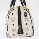 MCM Logogram Vicetos Hand Bag PVC White Gold Auth 165036-5