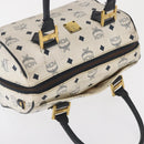 MCM Logogram Vicetos Hand Bag PVC White Gold Auth 165036-6