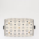MCM Logogram Vicetos Hand Bag PVC White Gold Auth 165036-9