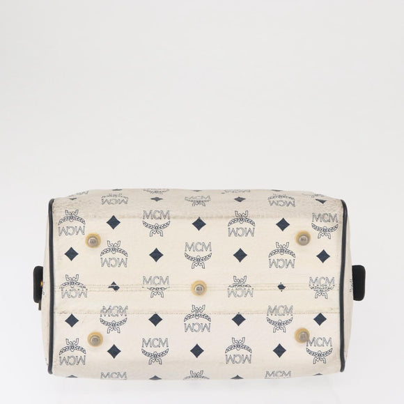 MCM Logogram Vicetos Hand Bag PVC White Gold Auth 165036