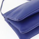 CELINE Trio Large Shoulder Bag Leather Blue Gold Auth 165038-14