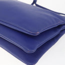 CELINE Trio Large Shoulder Bag Leather Blue Gold Auth 165038-15