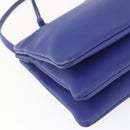 CELINE Trio Large Shoulder Bag Leather Blue Gold Auth 165038-16