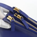 CELINE Trio Large Shoulder Bag Leather Blue Gold Auth 165038-10