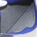 CELINE Trio Large Shoulder Bag Leather Blue Gold Auth 165038-11