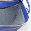 CELINE Trio Large Shoulder Bag Leather Blue Gold Auth 165038-18