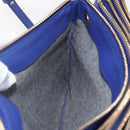 CELINE Trio Large Shoulder Bag Leather Blue Gold Auth 165038-19