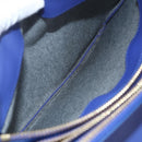 CELINE Trio Large Shoulder Bag Leather Blue Gold Auth 165038-21