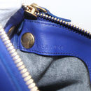 CELINE Trio Large Shoulder Bag Leather Blue Gold Auth 165038-12