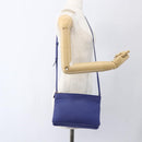 CELINE Trio Large Shoulder Bag Leather Blue Gold Auth 165038-22
