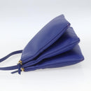 CELINE Trio Large Shoulder Bag Leather Blue Gold Auth 165038-3