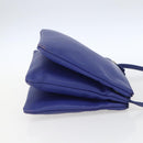 CELINE Trio Large Shoulder Bag Leather Blue Gold Auth 165038-4