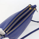 CELINE Trio Large Shoulder Bag Leather Blue Gold Auth 165038-6