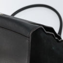 CELINE Trapeze Hand Bag Leather Suede Black Silver Auth 165042-8